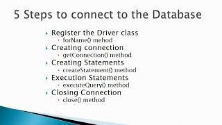 Connection to the Database using JDBC drivers