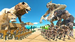 Werewolf Fights in Plants Arena | Lion King Team vs Werewolf Team - Animal Revolt Battle Simulator