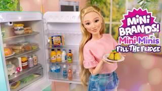 Mini Brands Mini Minis Fill the Fridge | Are They Doll Size? Fridge With Working Lights