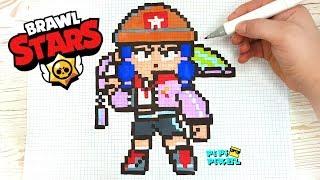 ГЕРОИНЯ БИБИ из ИГРЫ BRAWL STARS РИСУНКИ ПО КЛЕТОЧКАМ -PIXEL ART