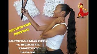 SLEEK PONYTAIL ON NATURAL HAIR! #naturalhair #sleekponytail #brooklynsalon