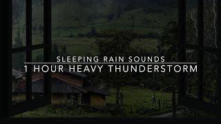 Sleeping Rain Sounds - Heavy Rain & Thunder from an Open Window - 1 hour rain sounds for Sleep