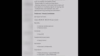 Software Tester#junior #fresher #experienced #getemployed #youtubeshorts #softwaretestingjobs