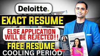 Deloitte NLA Resume Exact Format | Deloitte Free Resume Template | Deloitte Cooling Period