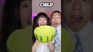 Adult VS Child Emoji Food Challenge ASMR  #asmr #funny #shorts