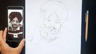 Sidhu MooseWala Drawing |Outline Tutorial | Tribute to Sidhu Moose wala RIP legend | The last Ride