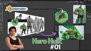 (Day 1) Blender Sculpting: Hero Hulk (Marvel Rivals) - Research and Blocking