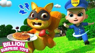 Baby police is ready to catch the naughty squirrel thief. Pretend as policeman! Funny Show for Kids