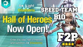 LIGHT GLADIATRIX HALL OF HEROES (AURELIA) F2P B10 SPEED TEAM 100% SAFE *Summoner War*