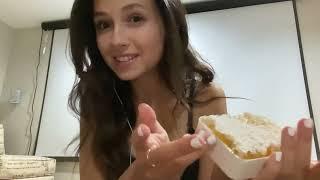 CaitASMR eating raw honeycomb, soft speaking rambling, mouth sounds (DELETED VIDEO)