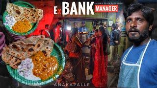 BANK MANAGER Selling Chapati | Special Dahi Onion Raita | Suru Babu Chapati Anakapalli | Street Food