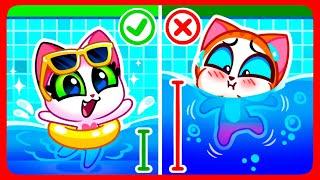 Safety Rules in the Pool Funny Toddler Cartoon With Cats Purr-Purr Stories