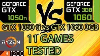 GTX 1050 ti vs GTX 1060 3gb - 11 Games tested using a ryzen 3 1200 OC 3.9GHz - 1080p