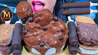 ASMR CHOCOLATE CAKE PROFITEROLE + MAGNUM ICE CREAM PARTY MUKBANG MASSIVE Eating Sounds