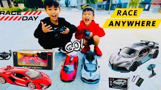 Unboxing My New Car In The Park & Race!! Review Lamborghini Sian FKP 37 & Bugatti RC Car RASTAR Toys