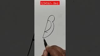 Draw a bird using the numbers1to 7#simplestrokes#draw#simpledrawing #digitalpainting