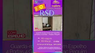 *Guarda-roupa Casal com Espelho 4 Portas 4 Gavetas* -Oferta do dia 26/03 - Parceiro Magalu