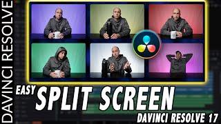 Easy SPLIT SCREEN Effect added in DaVinci Resolve 17 | VIDEO COLLAGE FX Tutorial