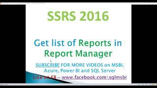 Get list of Reports in deployed in report manager | ssrs list of reports deployed