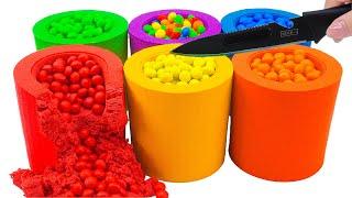 Satisfying Video | How To Make Rainbow Candy Cup From Kinetic Sand Cutting ASMR | Yo Yo Candy