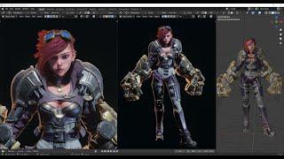 Blender - Vi - fanart - Texturing with Quixel Mixer and Blender - Free software - part 2