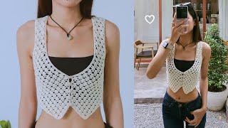 Crochet Lacey Vest Tutorial | Chenda DIY