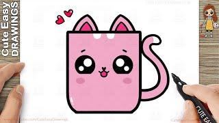 How to Draw a Cute Kitty Coffee Mug Simple & Easy for Kids