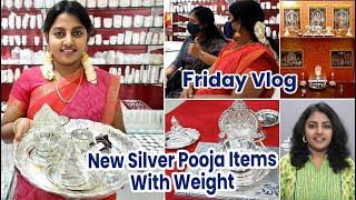 Friday Vlog | New Silver Pooja items with Weight | Online Classes for Kids | Karthikha Channel vlog