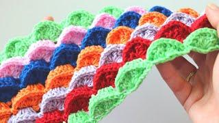 Crochet Easy 3D Stitch For Blankets / Beginner Friendly Tutorial