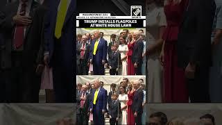 U.S. President Donald Trump installed a large American flag on the South Lawn of the White House