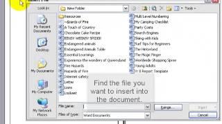 Inserting Files Into Active Documents Microsoft Word 2003