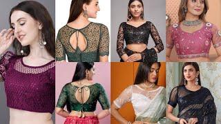 Latest & Trending Net Blouse designs | Net Blouse Back Neck Designs | Net sleeves Design | blouse️