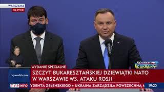 Prezydent Andrzej Duda po spotkaniu Bukaresztańskiej Dziewiątki: Wszyscy wspieramy Ukrainę