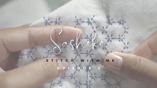 Sashiko Stitch with Me | ep. 2 - Kaku Kikko | No BGM, No Mid-roll Ads, Ambience