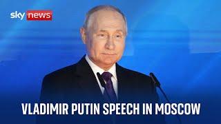 Russian President Vladimir Putin delivers speech in Moscow