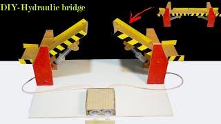 Make a hydraulic bridge model from cardboard - Science project working model