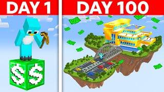 Stranded 100 Days on ONE MILLIONAIRE BLOCK in Minecraft!