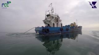 Installation underwater electric cable in the Bahia de los Alfaques (Tarragona)