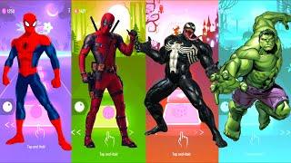 Spiderman  DeadPool  Venom  Hulk | Marvel Heroes | Tiles Hop Fun Ball