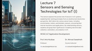 [SE322 Lecture 7] Sensors and Sensing Technologies for IoT (I)