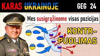 Geg 24: RUSAI NUŠLUOTI! Ukrainiečiai Atlieka Sėkmingus Kontrpuolimus | Karas Ukrainoje Apžvalgoje