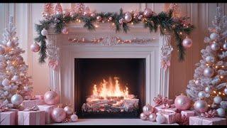 Cozy Pink Coquette Christmas Fireplace Preppy Holiday Aesthetic Ambience for Sleep Focus Relaxation