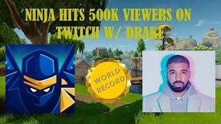 NINJA HITS 500,000 VIEWERS ON TWITCH (LIVE CHAT REACTION) (W/ DRAKE) [WORLD RECORD]