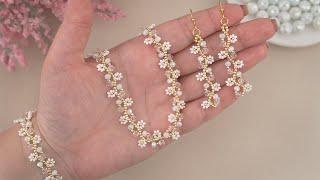 How to Make a Daisy Flower Chain Bracelet, Necklace & Earrings: Easy DIY Seed Bead Flower Tutorial 