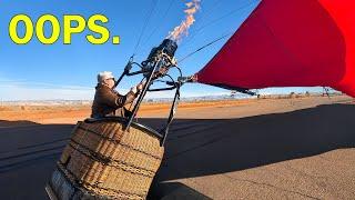 Hot Air Balloon lands on an airport runway in Arizona!