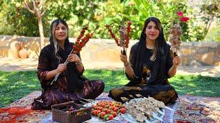 Mix of Traditional Dishes in the Village  SHISHLIK , TAHCHIN , HAFT BIJAR