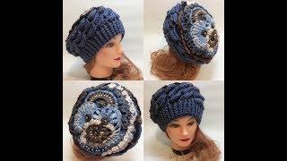 Шапка -берет крючком .Прекрасная основа  для творчества.crochet cap.часть 1