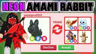 I TRADED FIRST NEON AMAMI RABBIT  IN NEW ADOPT ME LUNAR UPDATE! ROBLOX