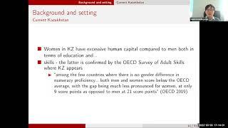 Evolution of the gender wage gap in Kazakhstan for 2011-2019 Dr Saule Kemelbayeva, KAZGUU University