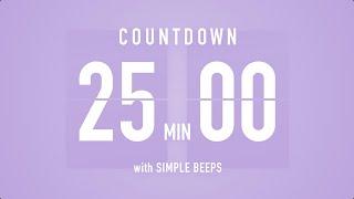 25 Min Countdown Flip Clock Timer / Simple Beeps 🫐 